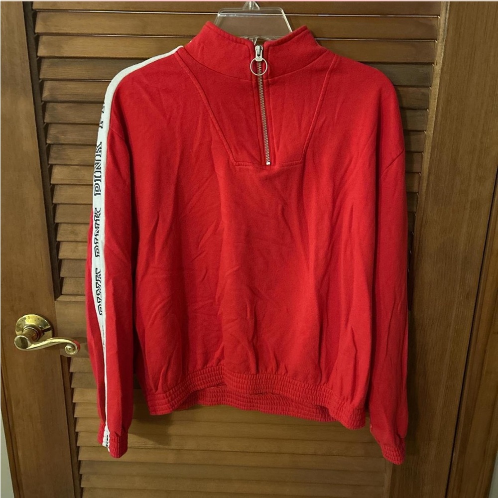 PINK Victoria's Secret Red Quarter-Zip Pullover
